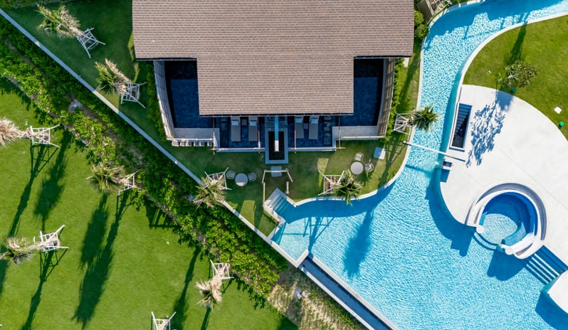 Seafront Double Pool Villa Aerial